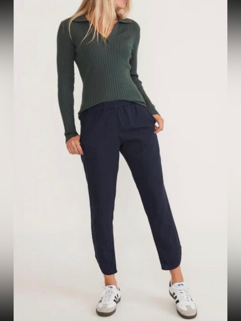 Marine Layer Allison Pants Pull On Tapered Leg  Lightweight Navy Blue Women’s XS
